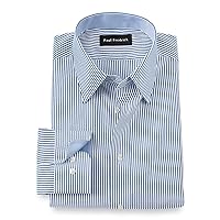 Paul Fredrick Men's Slim Fit Non-Iron Cotton Stripe Dress Shirt