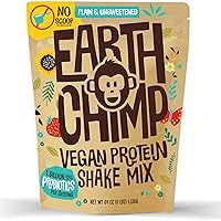 EarthChimp Organic Vegan Protein Powder - with Probiotics - Non GMO, Dairy Free, Non Whey, Plant Based Protein Powder for Women and Men, Gluten Free - 26 Servings 32 Oz (Plain & Unsweetened) No Scoop