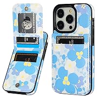 Vaburs Compatible with iPhone 14 Pro Case Wallet with Credit Card Holder, Floral Flower Pattern Flip Premium PU Leather Magnetic Closure Shockproof Protective Cover 6.1