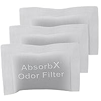 AbsorbX Odor 3-Pack, Absorbs Smells, Natural Activated Carbon Technology Biodegradable for use with iTouchless Standard Size Deodorizer Compartment, Trash Can Filters, 3 Count