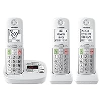 Panasonic Cordless Phone, Easy to Use with Large Display and Big Buttons, Flashing Favorites Key, Built in Flashlight, Call Block, Volume Boost, Talking Caller ID, 2 Cordless Handsets - KX-TGU433W