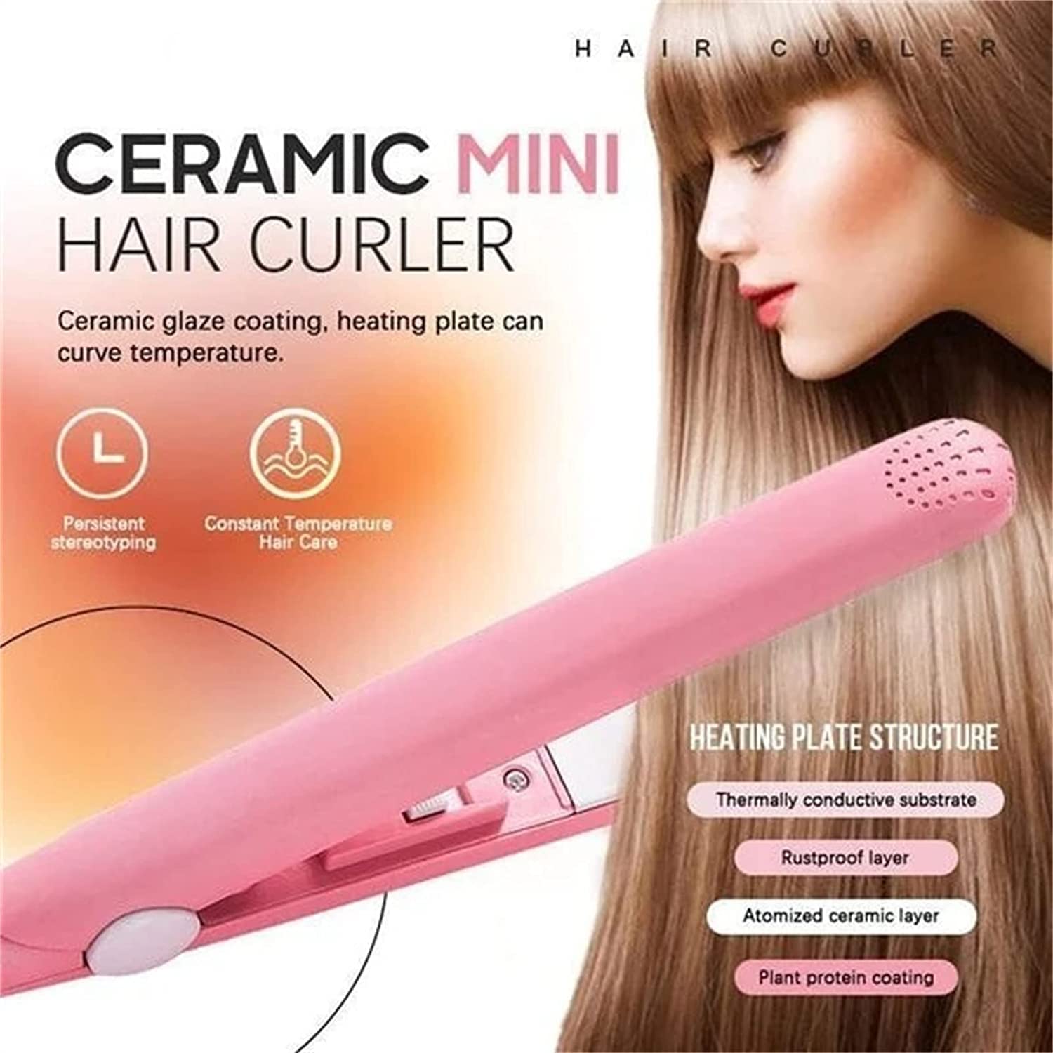 2023 Mini Hair Curler, Werdeny Ceramic Mini Hair Curler for Short Hair, 2 in 1 Mini Ceramic Curler and Hair Straightener, Mini Curling Iron 1/2 Inch Barrel Short Hair (Purple)