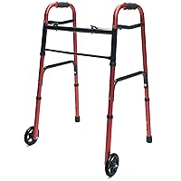 Lumex ColorSelect Walker, Lightweight & Folding 2-Wheel Walker for Adults & Seniors, Red