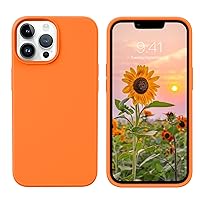 GUAGUA Compatible with iPhone 13 Pro Max Case 6.7 Inch Liquid Silicone Soft Gel Rubber Slim Microfiber Lining Cushion Texture Cover Shockproof Protective Phone Case for iPhone 13 Pro Max, Orange