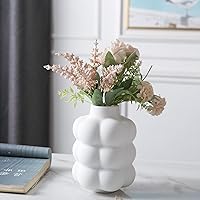 Ceramic Vase, Modern Dried Flower Vase, White Vase with Raised Dots, Boho Home Decor for Centerpiece Wedding Dinner Table Party Living Room Office Bedroom, Housewarming Gift
