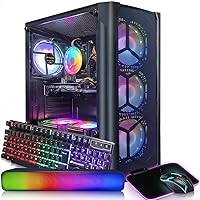 STGAubron Gaming Desktop PC Computer,Intel Core I7 3.4 GHz up to 3.9 GHz,Radeon RX 580 8G GDDR5,16G RAM,512G SSD,WiFi,Bluetooth 5.0,RGB Fanx6,RGB Keyboard&Mouse&Mouse Pad,RGB BT Sound Bar,W10H64