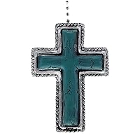 Top Brass Cross - Faux Antique Silver & Turquoise Ceiling Fan Pull Chain - Spirtual Jesus Art