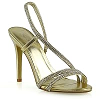 Womens Stiletto Heel Sandals Ladies Diamante Slingback Strap Bridal Shoes