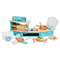 Bluey – Tabletop Restaurant – 32 Piece Wooden Roleplay Toy with Cutlery & Pretend Food Accessories for Kids – FSC-Certified Material – Fun Imaginative Kit for 3 Years and Up