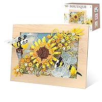Insects Collection Building Blocks Set, with Bee,Butterfly,Dragonfly，Photo Frame,Compatible with Lego Bugs Animals Toy,Nature Garden Decor, for Adult and Child (Bee)