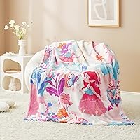 Cozy Bliss Oversize Floral Print Throw Blanket for Kids - One Side Pure, One Side Design - 350GSM MilkyPlush™ Non Shedding Thicker Fleece, Soft Warm Blanket for Bed Baby Stroller Toddler Gift 43