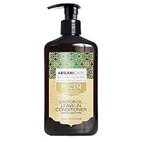 Arganicare Organic Castor Oil Leave in Conditioner for Hair Growth - Enriched with Argan Oil, Silk, and Shea Moisture for Hair Thickening and Growth - Hair Growth Products for Men & Women | 13.5 fl oz