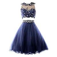Women's Two Piece Lace Prom Dress Short Homecoming Cocktail Gowns