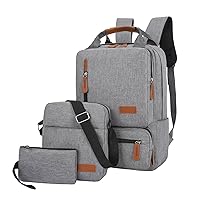 Bulk Backpacks Drawstring Mens And Womens Backpack Solid Color Three Piece Computer 17 Laptop Backpack (Grey, One Size)