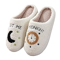 Cartoon Slippers for Womens Mens Cute Slippers Cozy Plush Warm Slip-on House Shoes for Indoor and Outdoor Meet Me at Midnight Strawberry Mushroom Evil Eyes Love Heart Slippers Valentine's Day Gifts