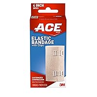 ACE 4 Inch Elastic Bandage with Clips, Beige, Comfortable design with soft feel, Wash and Reuse