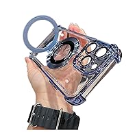 Accurateg Airbag Four Corners Anti-Drop Magnetic Bracket Case Cover for iPhone, Accurateg.Uc24 for iPhone Case (Blue, 13 Pro)