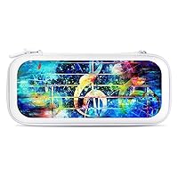 Colorful Collage with Music Notes Compatible with Switch Carrying Case Hard Travel Game Bag Pouch with 15 Games Accessories White-Style