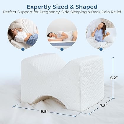 Knee Pillow for Side Sleepers - 100% Memory Foam Wedge Contour - Leg Pillows for Sleeping - Spacer Cushion for Spine Alignment, Back Pain, Pregnancy Support - Sciatica, Hip, Joint, Surgery Pain Relief