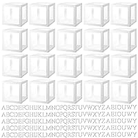 20 Pcs Transparent Balloon Boxes Baby Boxes with 165 Letters Clear Balloon Box Blocks for Baby Shower Gender Reveal Grad Birthday Party Bridal Wedding Anniversary Backdrop Decoration (White)