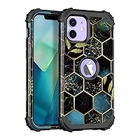 Rancase for iPhone 12 Case,iPhone 12 Pro Case,Three Layer Heavy Duty Shockproof Protection Hard Plastic Bumper +Soft Silicone Rubber Protective Case for Apple iPhone 12/12 Pro,Black/Gold