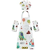 Cartoon Kids Apron Chef Hat Set Child Aprons Girls Boys Kitchen Bib Apron set Wear Kit Gift Halloween Costumes