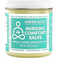 Green Goo All-Natural Nursing Comfort salve, Breastfeeding Balm For Cracked & Sore Nipples, Soothes & Moisturizes Skin, 4 Oz