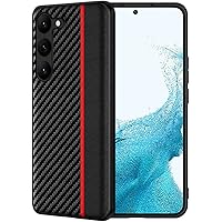 Case for Samsung Galaxy S23/S23 Plus/S23 Ultra, Carbon Fiber Texture Premium PU Leather Soft TPU Bumper Slim Case Shockproof Protective Phone Cover,S23 Ultra,Red