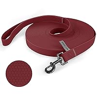 15m Dark Red Heavy Duty Robust Training Dog Leash with Anti-Slip Handle，Waterproof Long Dog Leash for Outdoor Activities