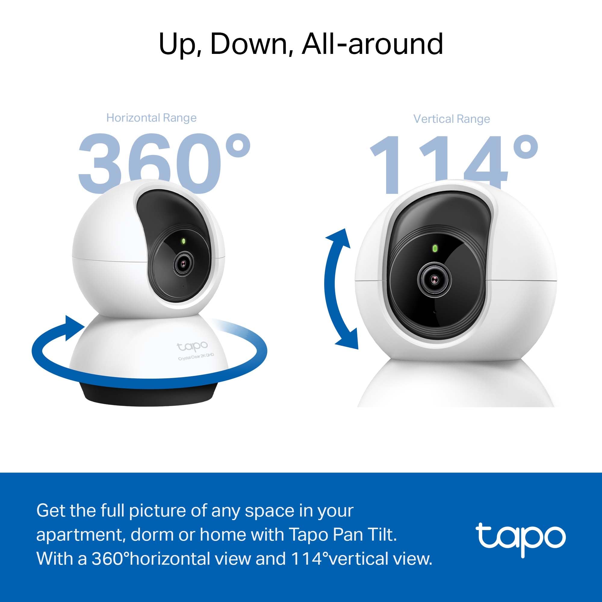 TP-Link Tapo 2K QHD Pan/Tilt Security Camera for Pet Camera, Baby Monitor, Motion Detection, Motion Tracking, 2-Way Audio, Night Vision, Cloud &SD Card Storage, Works w/Alexa & Google Home(Tapo C220)