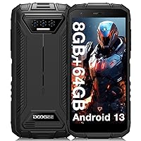 DOOGEE S41T Rugged Smartphone Unlocked 2024,6300mAh Battery,8GB+64GB,4G Dual Sim Rugged Phone,Android 13 Phone,13MP Camera,IP68 Waterproof Cell Phone,Face Unlock,NFC/T-Mobile,Black