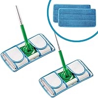 Reusable Microfiber Mop Pads | Durable Machine Washable Refill Pads | Swiffer Compatible Dry Mop Pads | Mop Pads Reusable | Flat Mop Pad | Reusable Floor Mop Pad | Dry Mops For Floor Cleaning - 2 Pack