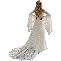 Women's Wedding Dresses Boho for Bride with Long Sleeves Plus Size Lace Beach Bridal Gowns Bohemian Wedding Gowns