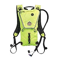 Ergodyne Chill-Its 5156 Hydration Backpack with Storage, Low Profile Pack, High Visibility Reflective, 3 Liter Bladder, Breakaway Shoulder Straps,Lime