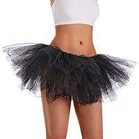 Phantomon Tutu Skirt Women's Teens Classic Elastic 5 Layered Tulle Ballet Skirt, 1950s Vintage Style Short Skirt, Adult Size
