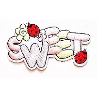 Sweet Text Red Beetle Insect Cartoon Kid Baby Girl Jacket T-Shirt Patch Sew Iron on Embroidered Sign Badge Costume Clothing