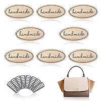 TXIN 8 Pieces Metal Handmade Labels with Shim Multi-Color Oval Shape Alloy Hand Made Tags Signs for DIY Crafts Hardware Bags Sewing Clothes Jeans Shoes Decoration