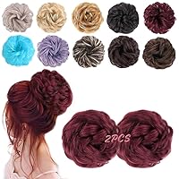 MORICA 1PCS Messy Hair Bun Hair Scrunchies Extension Curly Wavy Messy Synthetic Chignon for Women (2pcs-BUG#)