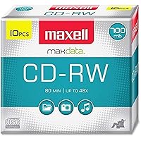 Maxell MAX630011Rewritable CDR 4x CD-RW Media Silver with Slim Cases