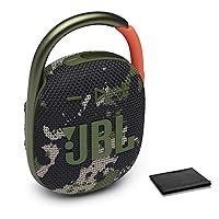 JBL Clip 4 Portable Bluetooth Speaker - Waterproof and Dustproof IP67, Mini Bluetooth Speaker for Travel, Outdoor and Home, (Squad), with Cleaning Cloth