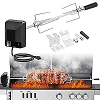 Universal Rotisserie Grill Kit, BBQ Grill Rotisseries with 110~120V 4W Electric Motor, 2 Forks Stainless Steel Rotisserie Kit BBQ Grilling Kit for Most Burners Gas Grills