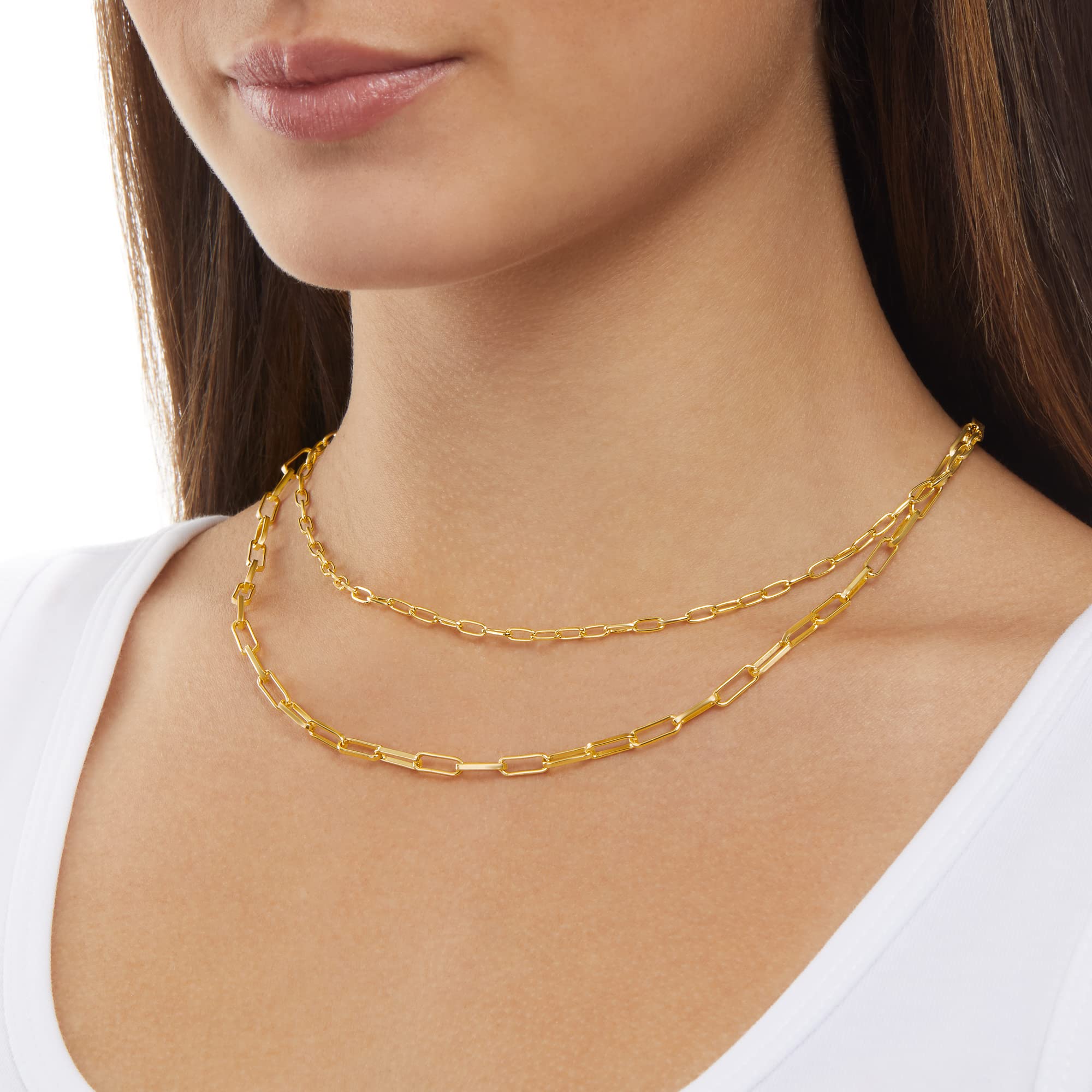 Amazon Essentials 14K Double Paperclip Chain Layered Necklace