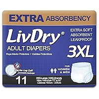 LivDry Adult Incontinence Underwear, Extra Absorbency Adult Diapers, Leak Protection (XXX-Large (11 Count))