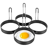 4 Pack Egg Ring, Stainless Steel Round Egg Cooking Rings Non-Stick Frying Egg Maker Molds, 4inch/10cm Egg Ring