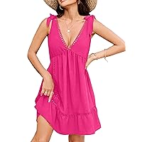 Blooming Jelly Womens Bathing Suit Cover Up Swim Beach Dresses Cover Ups V Neck Lace Trim Swimsuit Coverups