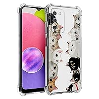 Galaxy A03s Case, White Black Cute Cats Drop Protection Shockproof Case TPU Full Body Protective Scratch-Resistant Cover for Samsung Galaxy A03s
