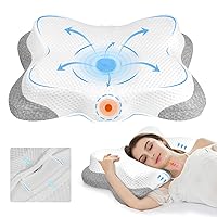 Side Sleeper Pillows for Adults, Neck Pillow, Cervical Memory Foam Pillow, Contour Pillows for Neck and Shoulder Pain, 2 Heights Ergonomic Pillow for Back and Stomach Sleeper, Skin-Friendly Design