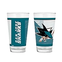 NHL Hockey16 oz Pint Glasses with Digitally Printed Logo, Practical Set of 2 Classic Drinking Glasses, Dishwasher Safe, Great for Water, Beer, Iced Tea, and More