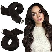 Moresoo Tape in Extensions Brown Human Hair Extensions Tape in Darkest Brown Hair Extensions Real Human Hair Tape in Seamless Hair Extensions Glue in Human Hair 14 Inch #2 20pcs 40g