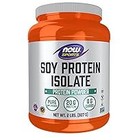 NOW Sports Nutrition, Soy Protein Isolate 20 g, 0 Carbs, Unflavored Powder, 2-Pound